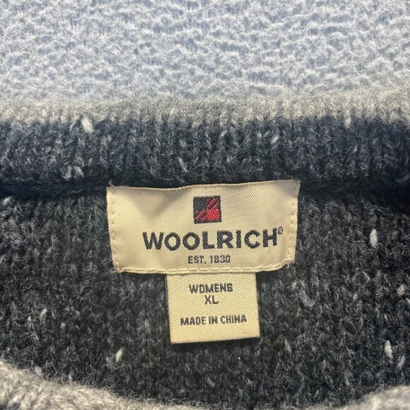 Woolrich Womens Sweater Size XL Gray Bird Embroidered Wool Blend Blue Jay Winter - Picture 5 of 9